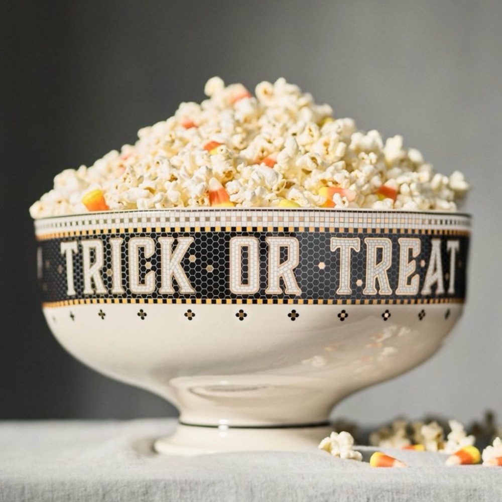 Anthropologie bistro tile huge Halloween Trick or Treat Bowl